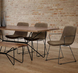 Sawyer II Brown Faux-Leather Seat Black Iron Frame Dining Chair from Mercana - Luna Furniture