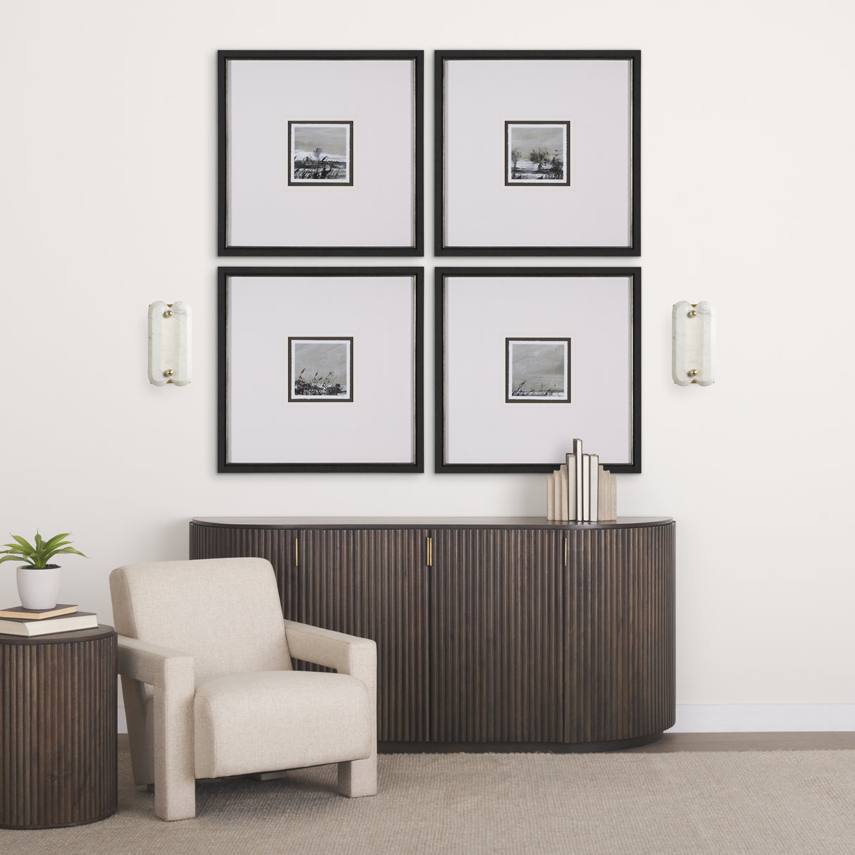 Stein 5L x 6W Gold W/ White Marble Shade Wall Sconce from Mercana - Luna Furniture