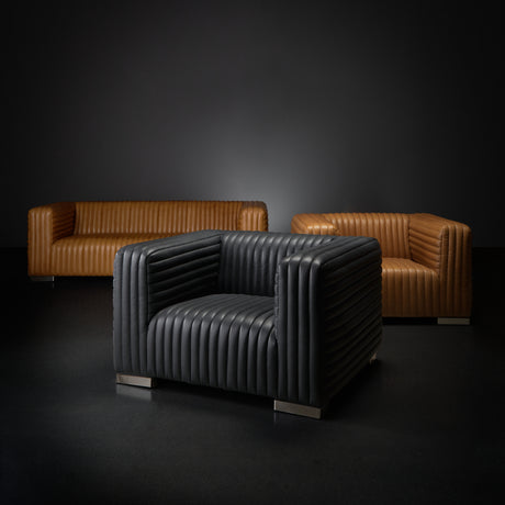 Ricciardo Cognac Leather Upholstered Arm Chair from Mercana - Luna Furniture