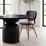 Haden I Black Faux-Leather Wrap Brown Solid Wood and Iron Base Dining Chair, Set of 2 from Mercana - Luna Furniture