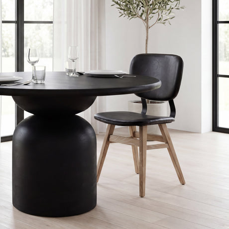 Haden I Black Faux-Leather Wrap Brown Solid Wood and Iron Base Dining Chair, Set of 2 from Mercana - Luna Furniture