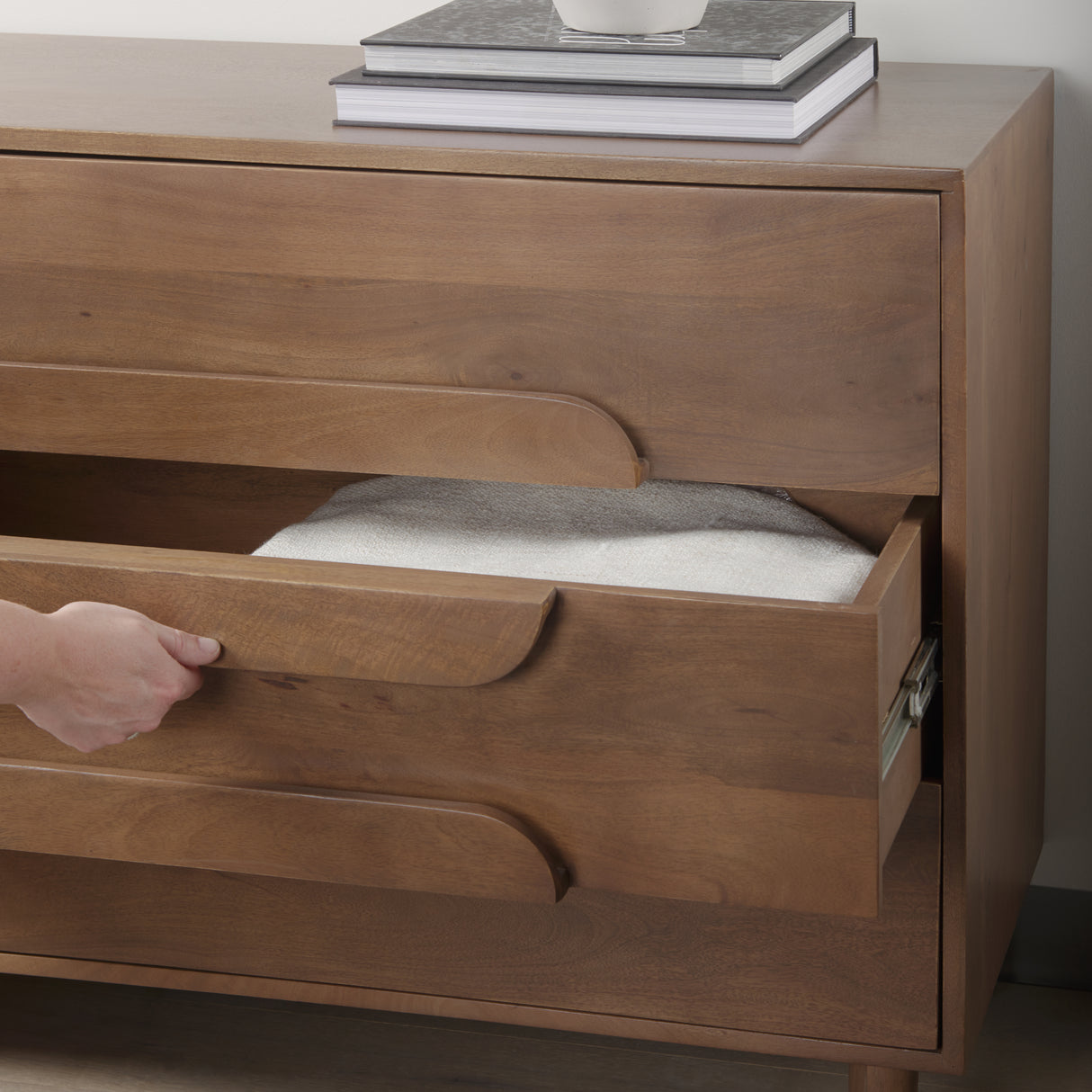 Astrid 36L x 17W x 30.3H Medium Brown Solid Wood 3 Drawer Cabinet from Mercana - Luna Furniture