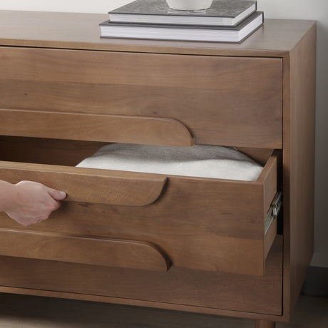 Astrid 36L x 17W x 30.3H Medium Brown Solid Wood 3 Drawer Cabinet from Mercana - Luna Furniture