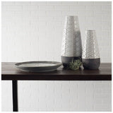 Harrier II Large Gray Ceramic Dark Base White Vase from Mercana - Luna Furniture