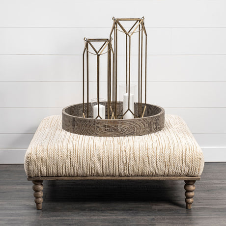 Alder I 42L x 42W Upholstered Cream Seat With Brown Wooden Base Accent Bench from Mercana - Luna Furniture