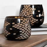 Mojave Large Black and Gold Detail Glass Vase from Mercana - Luna Furniture