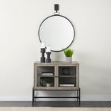Arelius 36L x 18W x 32H Gray Wood, Black Metal Base w/ 2 Glass Doors Accent Cabinet from Mercana - Luna Furniture