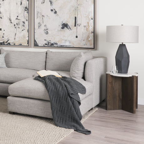 Bianca Dark Brown Wood w/ Marble Round Accent Table from Mercana - Luna Furniture