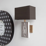 Maravilla III 11x17 Black/White Pattered Base Black Fabric Shade Wall Sconce from Mercana - Luna Furniture