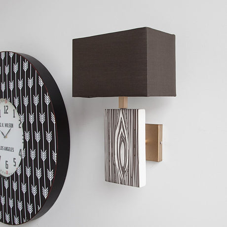 Maravilla III 11x17 Black/White Pattered Base Black Fabric Shade Wall Sconce from Mercana - Luna Furniture