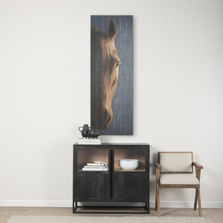Hennessy 24x68 Brown Horse Original Hand Painted on Wood Oil Painting from Mercana - Luna Furniture