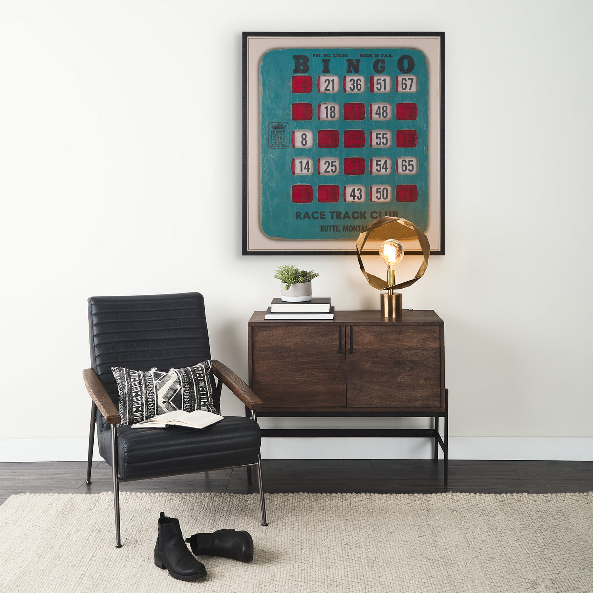 Chasing Numbers II Bingo Card by Mercana Studio a Hand Embellished Textured Framed Canvas from Mercana - Luna Furniture