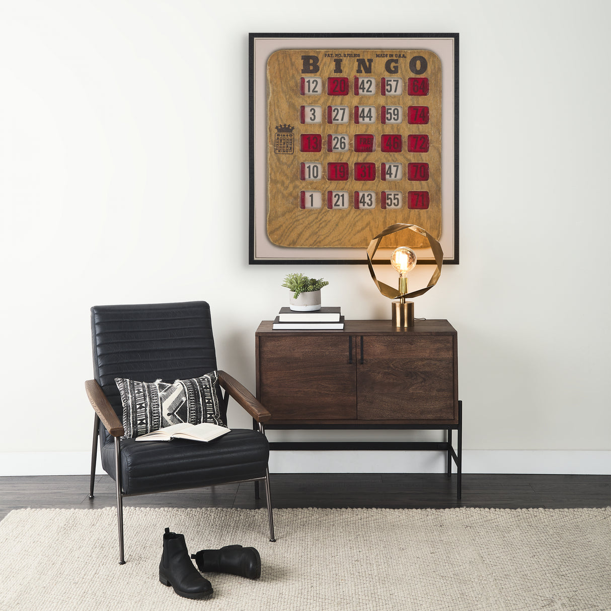 Chasing Numbers III Bingo Card by Mercana Studio a Hand Embellished Textured Framed Canvas from Mercana - Luna Furniture