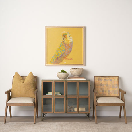 Donna Light Brown Wood Cane-Back w/ Beige Upholstered Seat Dining Chair from Mercana - Luna Furniture