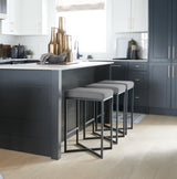 Frodo 26.4H Gray Fabric Seat W/Black Iron Frame Counter Stool from Mercana - Luna Furniture