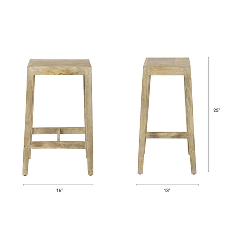 Colony 25" Seat Height Brown Wood Seat & Frame Stool from Mercana - Luna Furniture