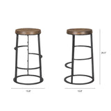 Neo 26.3" Seat Height Brown Wood Seat Black Metal Frame Stool from Mercana - Luna Furniture