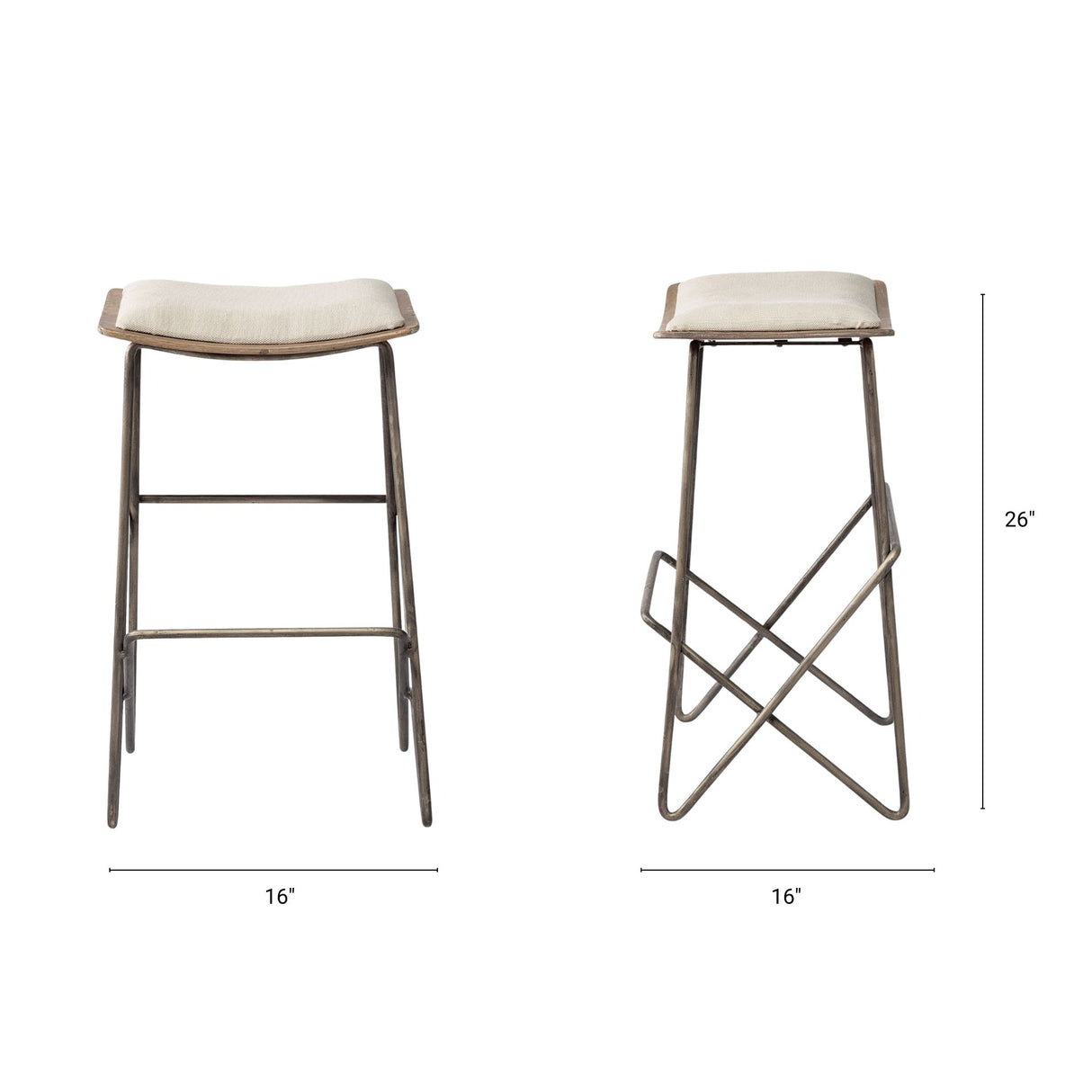 Katniss 26" Total Height Cream Fabric Seat Gold Metal Frame Counter Stool from Mercana - Luna Furniture