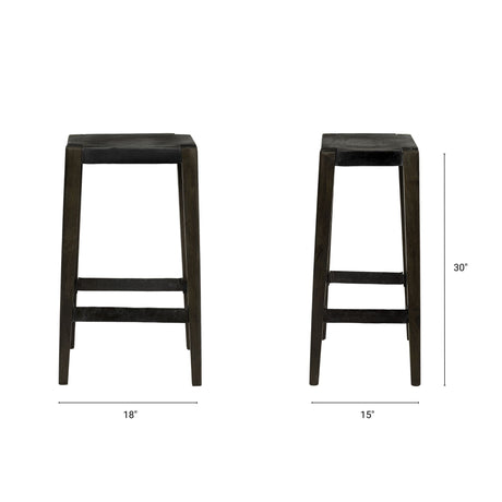 Nell 30" Seat Height Black Metal Seat & Foot Rest With Black Wood Legs Stool from Mercana - Luna Furniture
