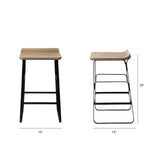 Conan 25" Seat Height Brown Wood Seat Black Metal Frame Counter Stool from Mercana - Luna Furniture
