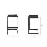 Kiran 17L x 17W x 30H Black Wood W/ Black Metal Base C-Shape Bar Stool from Mercana - Luna Furniture