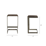 Kiran 17L x 17W x 30H Medium Brown Wood W/ Antique Nickel Finished Metal Frame Bar Stool from Mercana - Luna Furniture