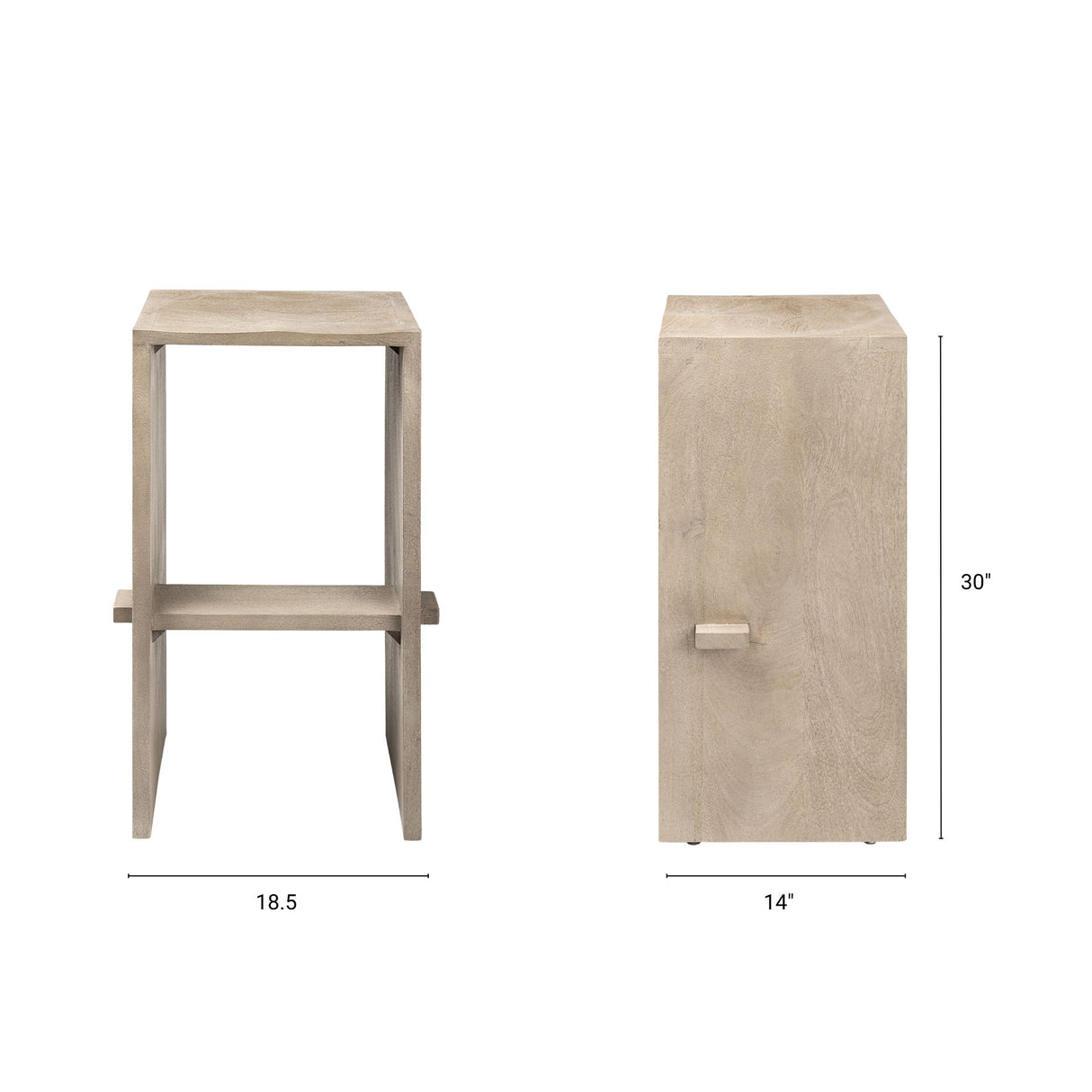 Aida 30" Seat Height Light Gray Wood Bar Stool from Mercana - Luna Furniture
