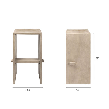 Aida 30" Seat Height Light Gray Wood Bar Stool from Mercana - Luna Furniture
