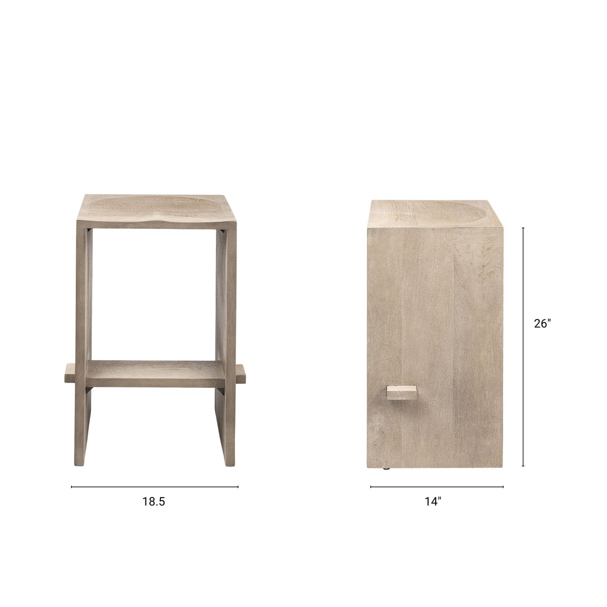 Aida 26" Seat Height Light Gray Wood Counter Stool from Mercana - Luna Furniture