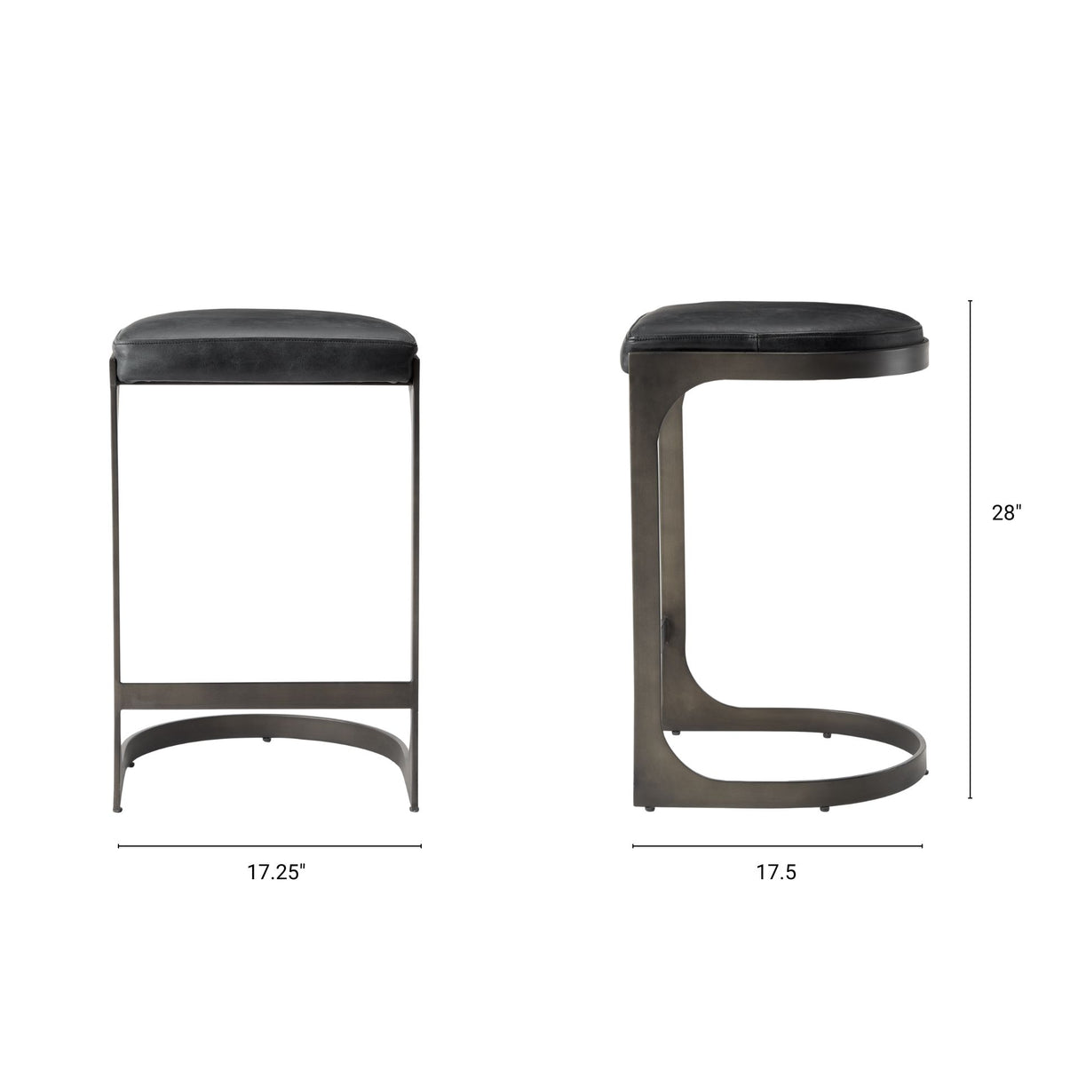 Tyson 17L x 18W x 28H Black Leather W/ Metal Frame Counter Stool from Mercana - Luna Furniture