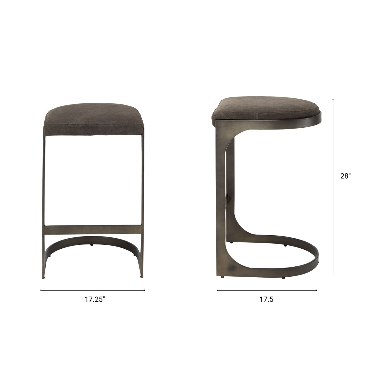 Tyson 17L x 18W x 28H Brown/Gray Suede W/ Metal Frame Counter Stool from Mercana - Luna Furniture