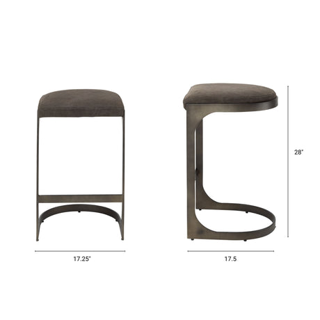 Tyson 17L x 18W x 28H Brown/Gray Suede W/ Metal Frame Counter Stool from Mercana - Luna Furniture
