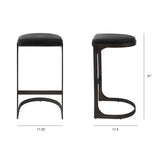 Tyson 17L x 18W x 31H Black Leather W/ Metal Frame Bar Stool from Mercana - Luna Furniture