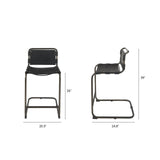 Berbick 21L x 25W x 38H Black Leather W/ Iron Frame Counter Stool from Mercana - Luna Furniture