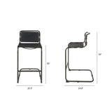 Berbick 43" Total Height Black Leather w/ Iron Frame Bar Stool from Mercana - Luna Furniture
