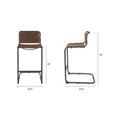 Berbick 43" Total Height Medium Brown Leather w/ Iron Frame Bar Stool from Mercana - Luna Furniture