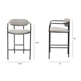 Parker Gray Fabric Seat Black Metal Counter Stool from Mercana - Luna Furniture