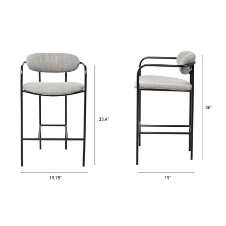 Parker Gray Fabric Seat Black Metal Counter Stool from Mercana - Luna Furniture