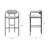Parker Gray Fabric Seat Black Metal Bar Stool from Mercana - Luna Furniture
