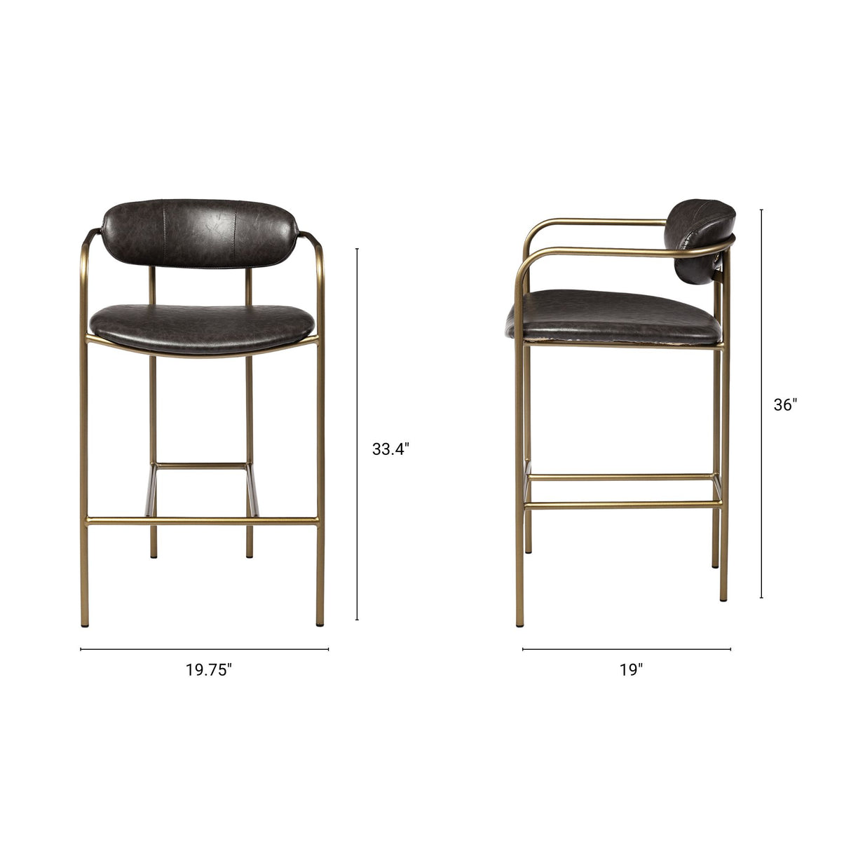 Parker Brown Faux Leather Seat Gold Metal Counter Stool from Mercana - Luna Furniture