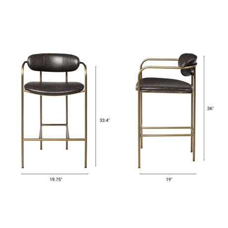 Parker Brown Faux Leather Seat Gold Metal Counter Stool from Mercana - Luna Furniture