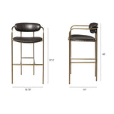 Parker Brown Faux Leather Seat Gold Metal Bar Stool from Mercana - Luna Furniture