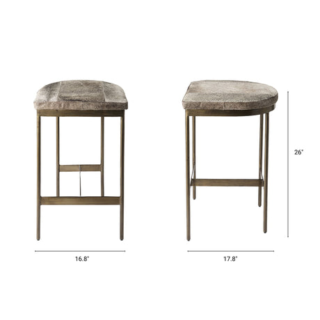 Millie 16.75 X 17.75 X 26.25 Hair-on-hide Seat W/ Gold Metal Frame Counter Stool from Mercana - Luna Furniture