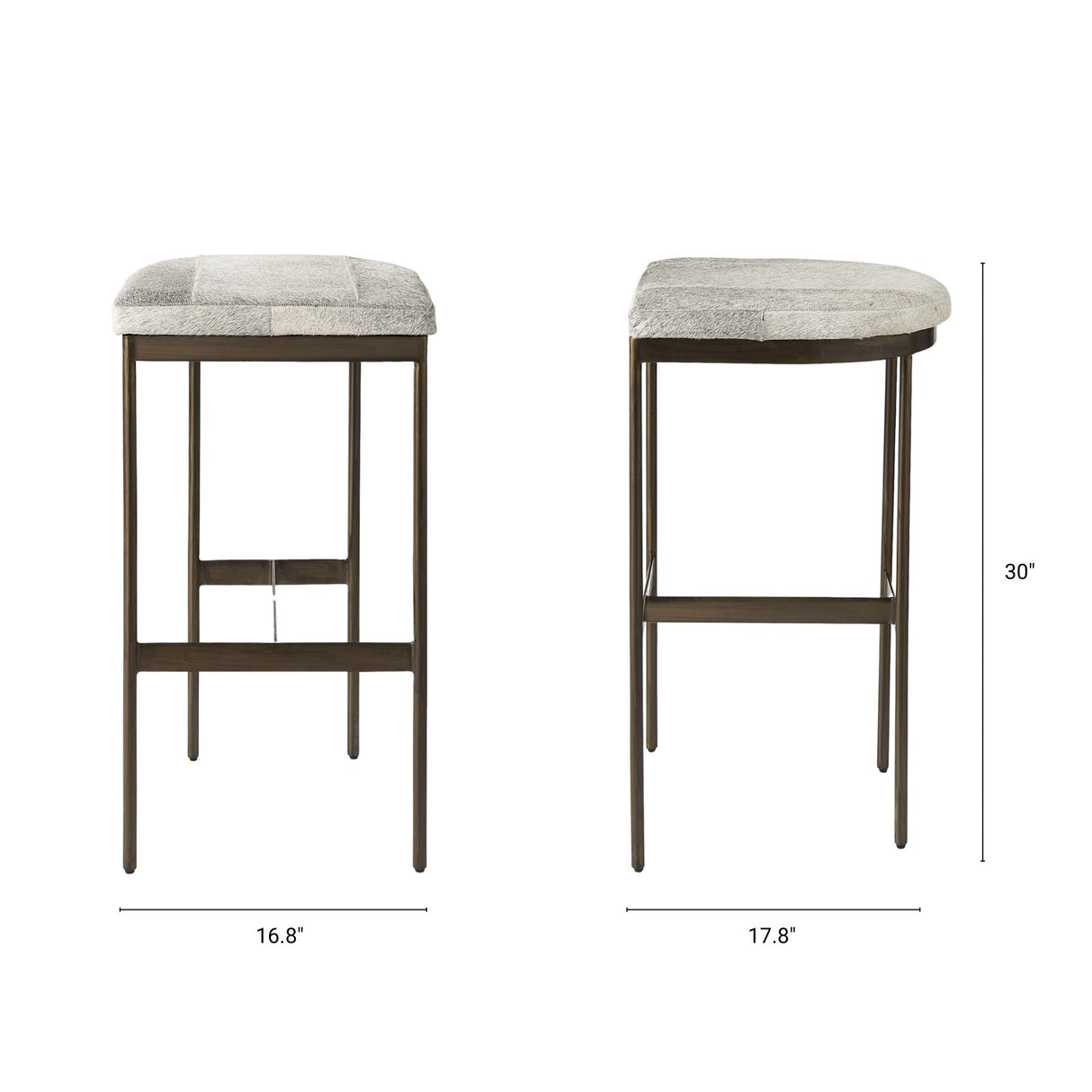Millie 16.75 X 17.75 X 30 Hair-on-hide Seat W/ Gold Frame Bar Stool from Mercana - Luna Furniture