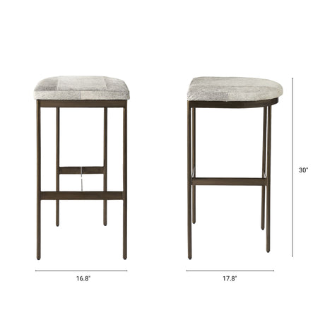 Millie 16.75 X 17.75 X 30 Hair-on-hide Seat W/ Gold Frame Bar Stool from Mercana - Luna Furniture