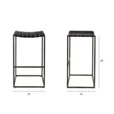 Clarissa 18.0L x 16.0W x 30.25H Black Woven Leather Seat W/ Gold Frame Bar Stool from Mercana - Luna Furniture
