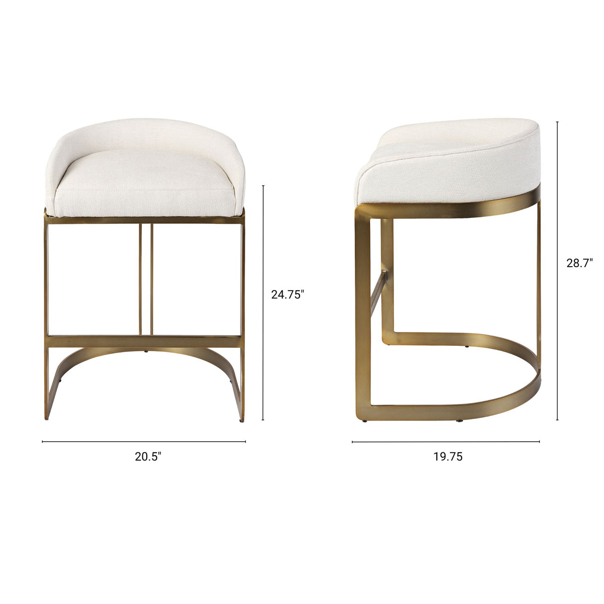 Hollyfield II Cream Fabric Seat W/ Gold Metal Base Counter Stool from Mercana - Luna Furniture
