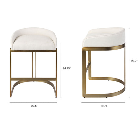 Hollyfield II Cream Fabric Seat W/ Gold Metal Base Counter Stool from Mercana - Luna Furniture