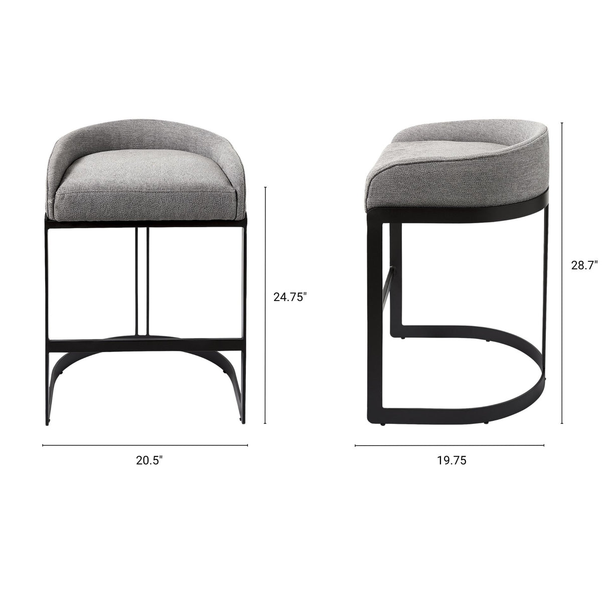 Hollyfield II Gray Fabric Seat W/ Gray Metal Base Counter Stool from Mercana - Luna Furniture