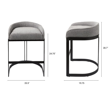 Hollyfield II Gray Fabric Seat W/ Gray Metal Base Counter Stool from Mercana - Luna Furniture